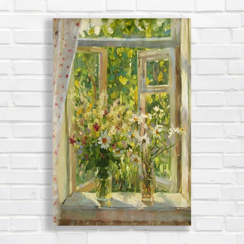 Vibrant floral window canvas - vibrant,