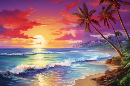 Tropical beach sunset - beach, sea