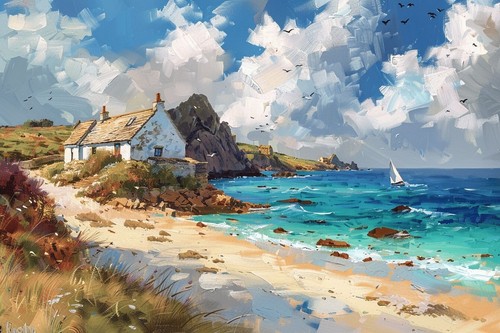Beach seascape canvas picture - beach,