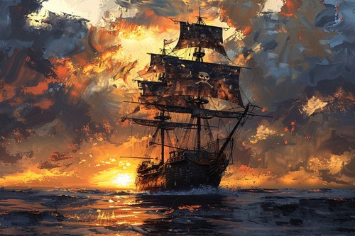 Pirate ship seascape - pirate, canvas