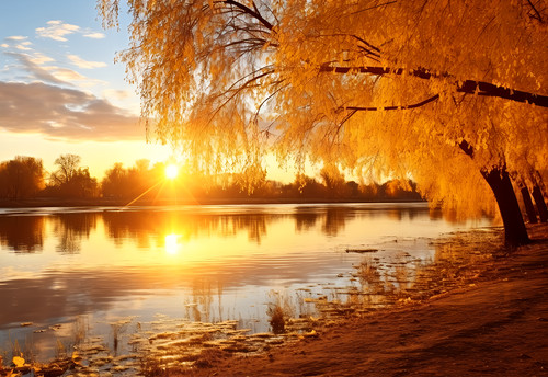 Autumn lake woodland forest - autumn,