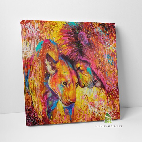 Lion love graffiti canvas - graffiti, art