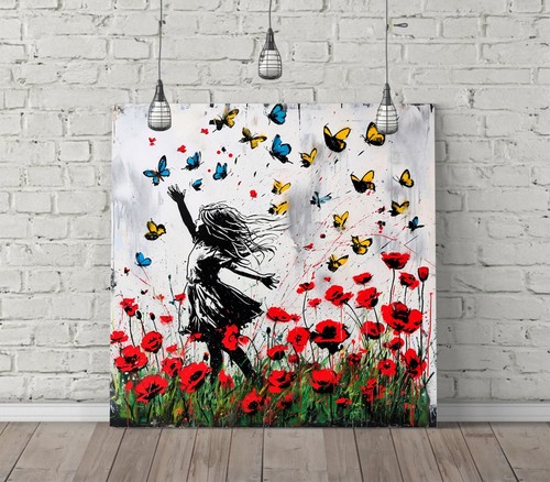 Girl flowers banksy - girl,