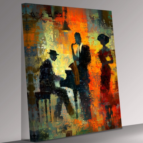 Abstract jazz music canvas - ,