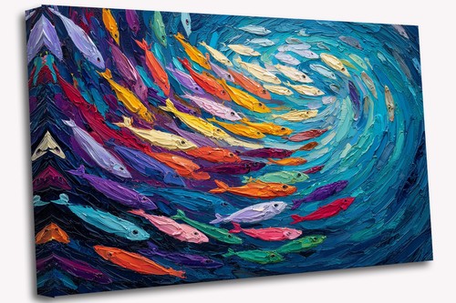 Colourful fish swirl canvas - fish,