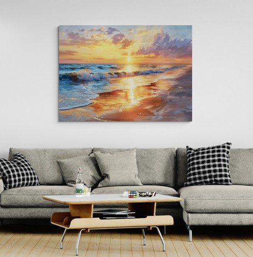 Sunset beach seascape - beach, canvas
